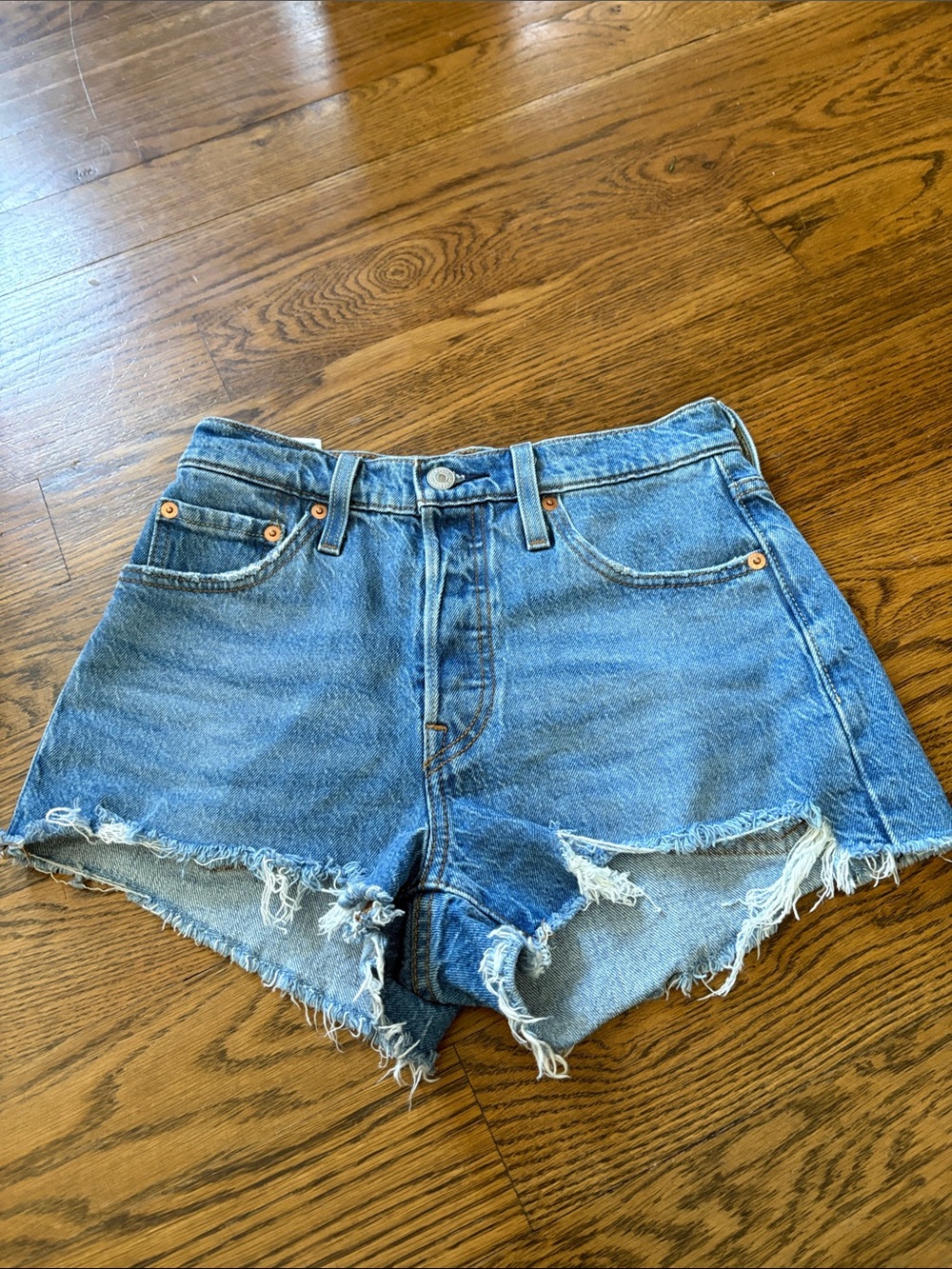 Levi's Light Blue Distressed Cutoff Jean Shorts